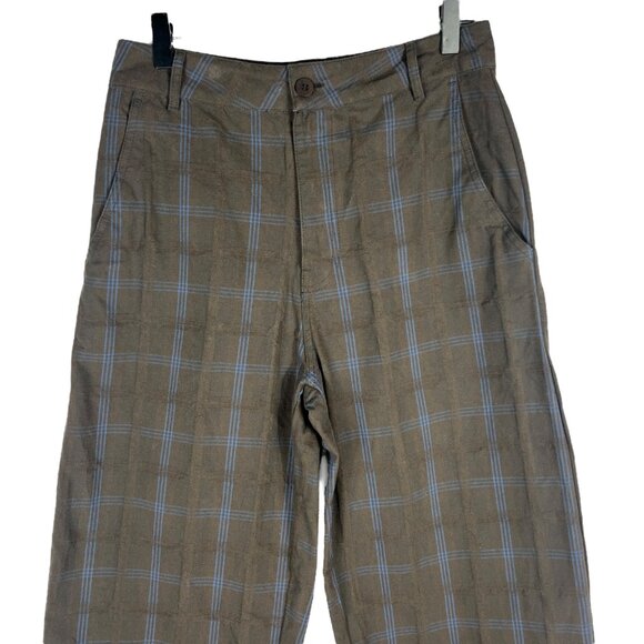 The Tiny Big Sister Cotton Barrel Leg Trouser Pants Brown Plaid Size FR 36 US 4 - Picture 2 of 9